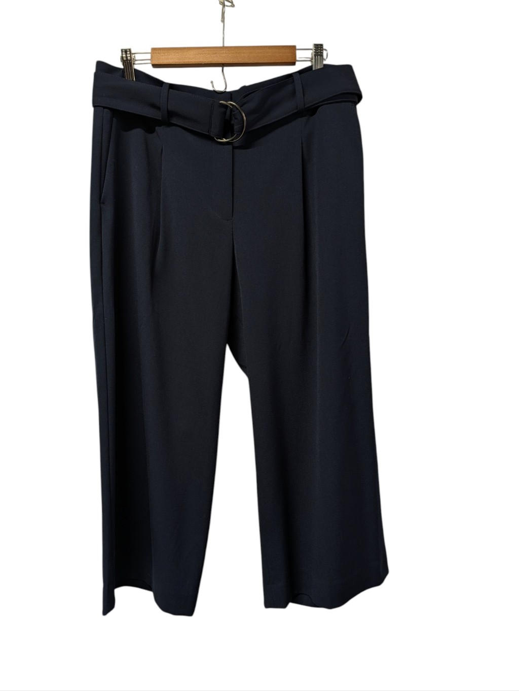 Ann Taylor Factory Petite Belted Wide Leg Pants 12p Navy Blue Nwt